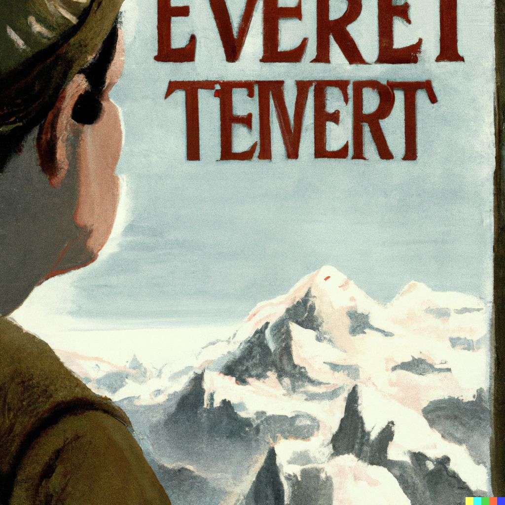 someone gazing at Mount Everest, movie poster from the '40s
